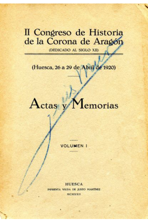 (1920) II CONGRESO DE HISTORIA DE LA CORONA DE ARAGÓN