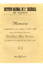 (1929) MAMORIA INSTITUTO NACIONAL DE 2ª ENSEÑANZA DE HUESCA