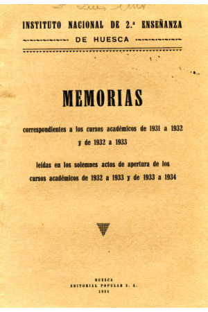 (1934) INSTITUTO NACIONAL DE 2ª ENSEÑANZA. MEMORIAS