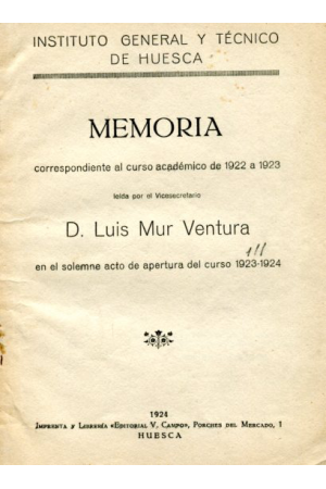 (1924) INSTITUTO GENERAL Y TÉCNICO. MEMORIA