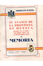 (1929) MEMORIA.  EL AVANCE DE LA PROVINCIA DE HUESCA