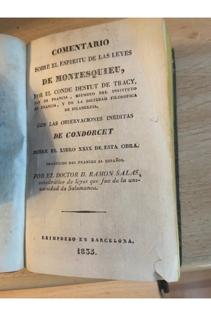 (1833) COMENTARIO SOBRE EL ESPIRITU DE LAS LEYES DE MONTESQUIEU