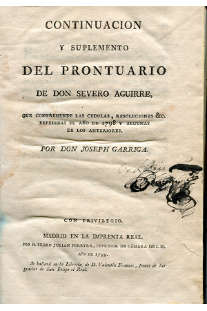 (1799) CONTINUACI&Oacute;N Y SUPLEMENTO DEL PRONTUARIO 