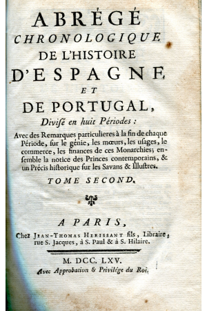 (1765) ABREGE CHRONOLOGIQUE DE L&acute;HISTOIRE D&Eacute;SPAGNE ET PORTUGAL
