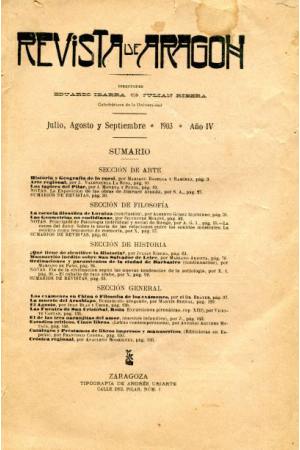 (1903) REVISTA DE ARAG&Oacute;N, JULIO, AGOSTO Y SEPTIEMBRE