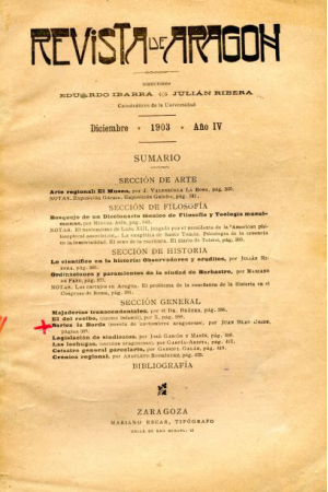 (1903) REVISTA DE ARAG&Oacute;N DICIEMBRE