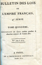 (18129 BULLETIN DES LOIS DE L´EMPIRE FRANCAIS