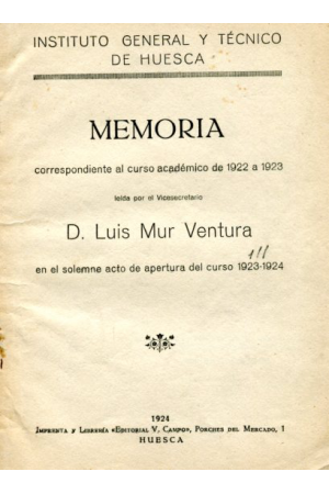 (1924) INSTITUTO GENERAL Y T&Eacute;CNICO. MEMORIA
